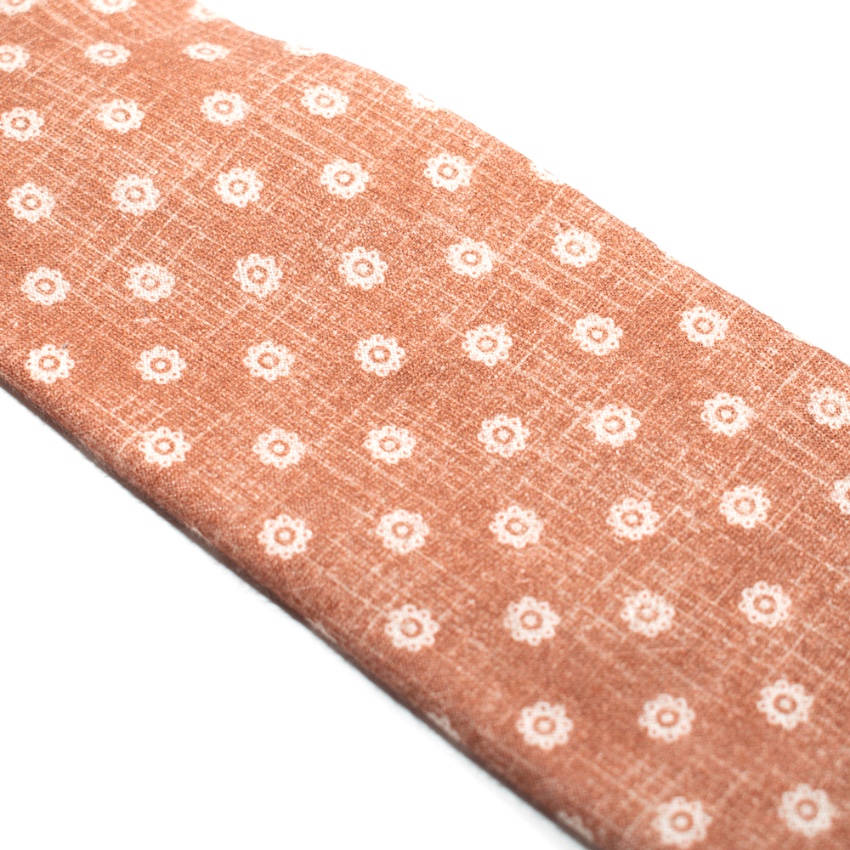 Men's Fiorio Peach Linen Knit Embroidered Tie Orange synthetic