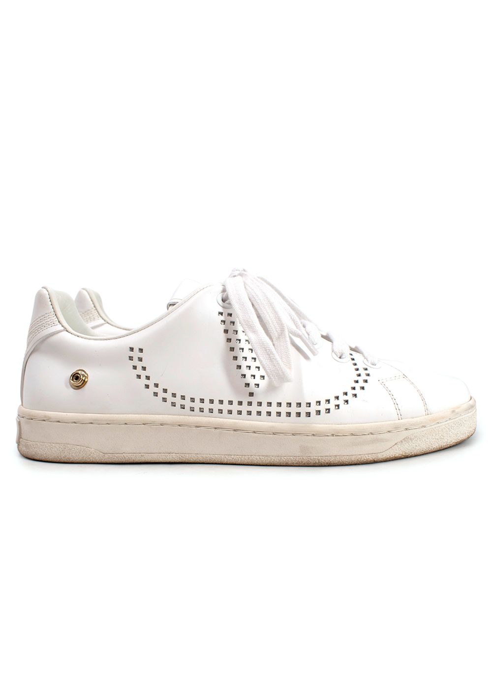 Preowned Valentino White Backnet Perforated Leather Sneakers Size 365