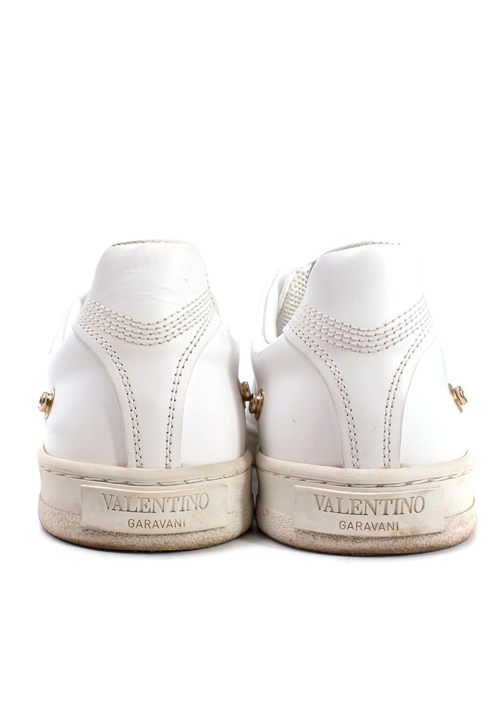 Preowned Valentino White Backnet Perforated Leather Sneakers Size 365