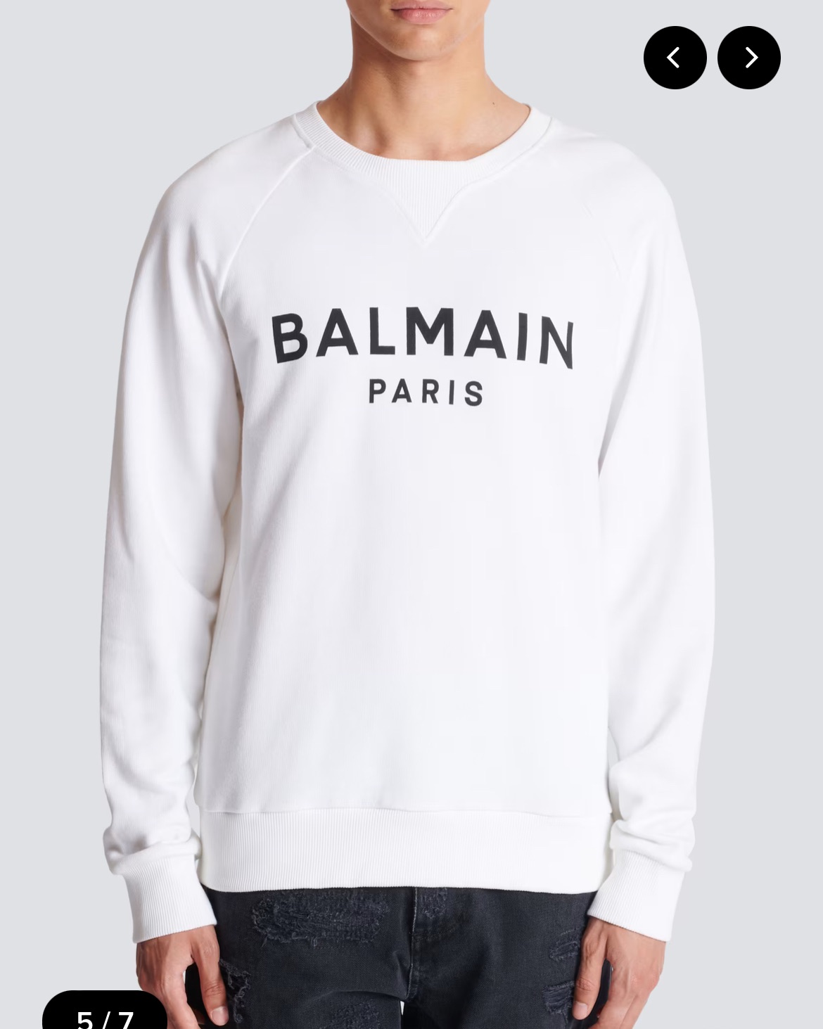 Men's Balmain White Logo-print LS Sweatshirt Size M cotton