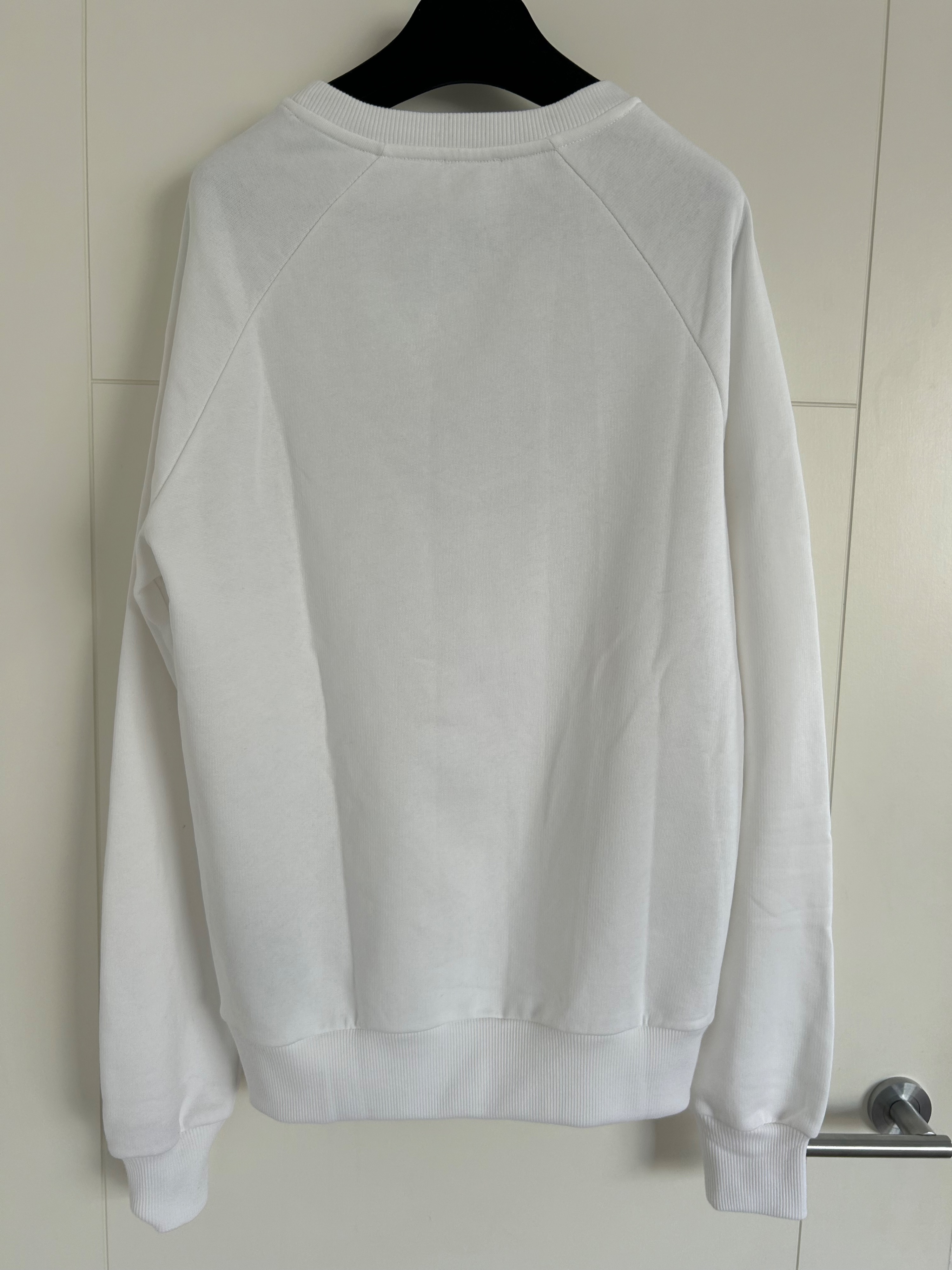 Men's Balmain White Logo-print LS Sweatshirt Size M cotton