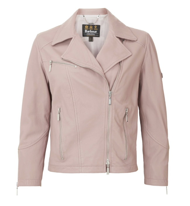 Barbour Pink Triple Leather Short Jacket Size S Beige/Nude