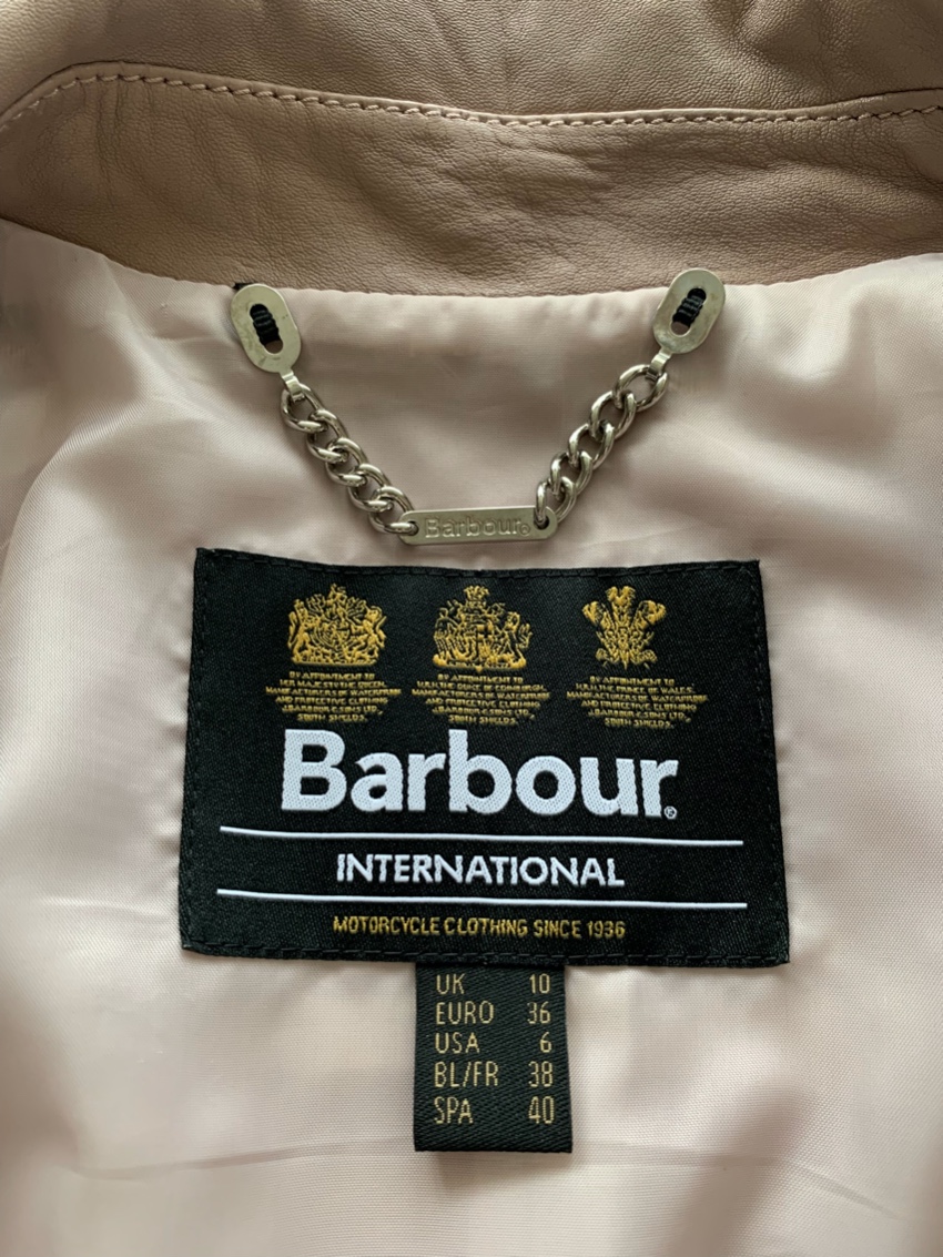 Barbour Pink Triple Leather Short Jacket Size S Beige/Nude