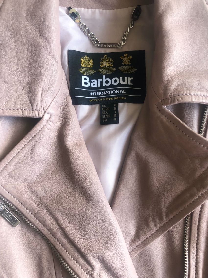 Barbour Pink Triple Leather Short Jacket Size S Beige/Nude