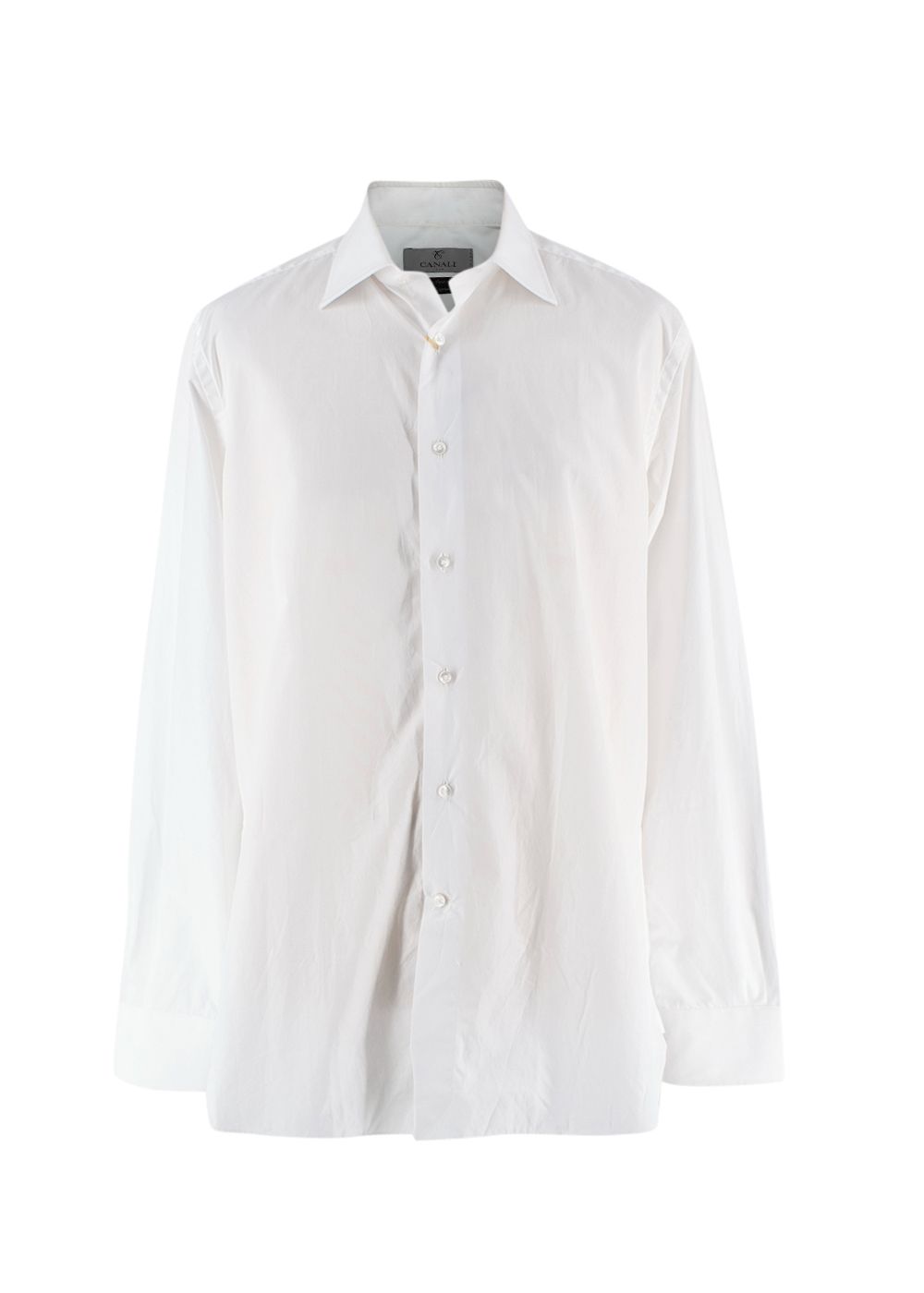 Men's Canali White Egyptian Cotton Slim-Fit Shirt Size L