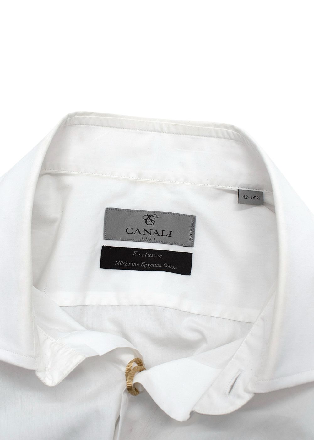 Men's Canali White Egyptian Cotton Slim-Fit Shirt Size L