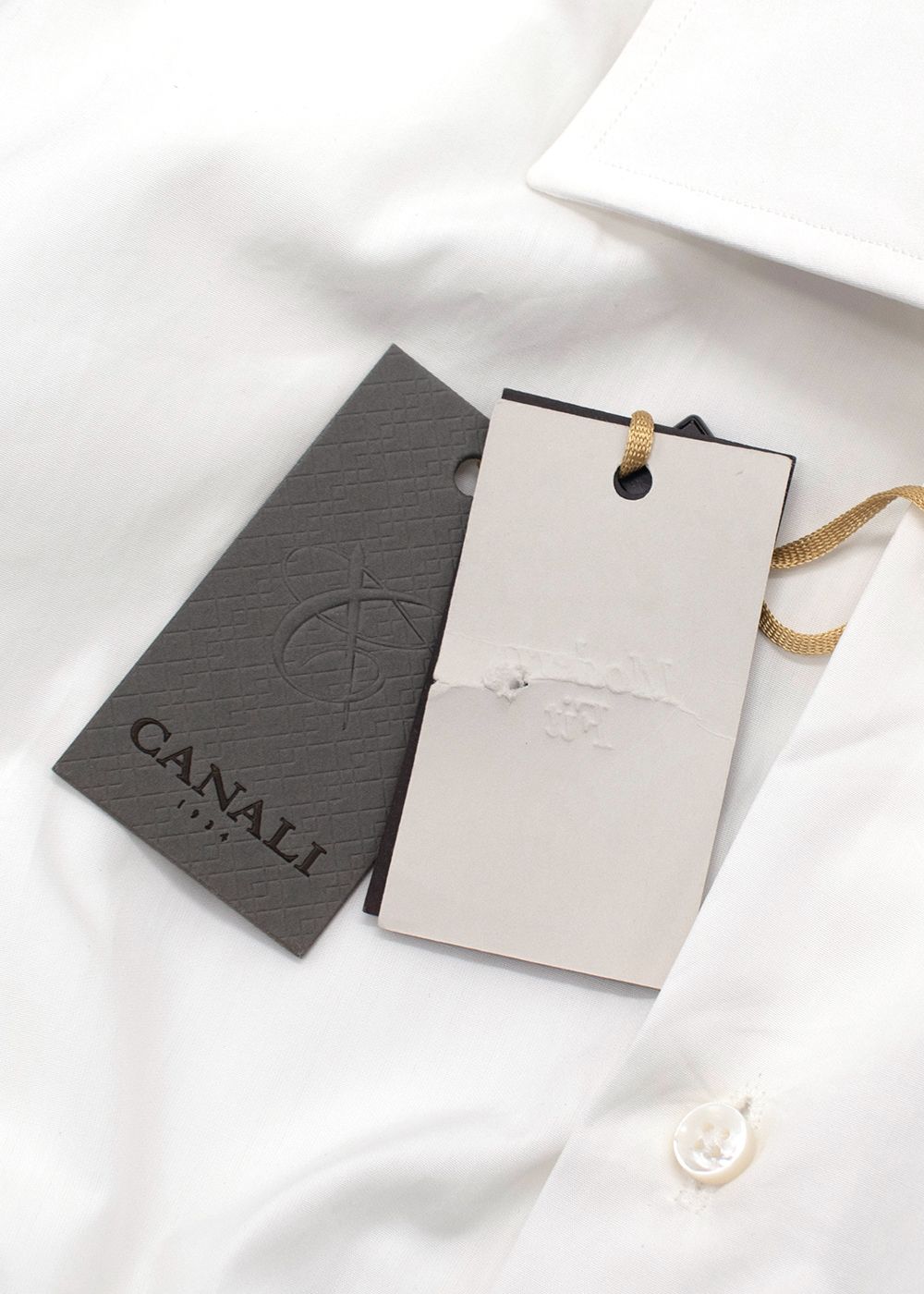 Men's Canali White Egyptian Cotton Slim-Fit Shirt Size L