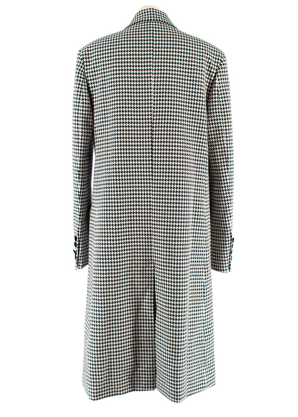 Another Tomorrow Black  White Houndstooth Tailored Longline Coat Size S black white cotton