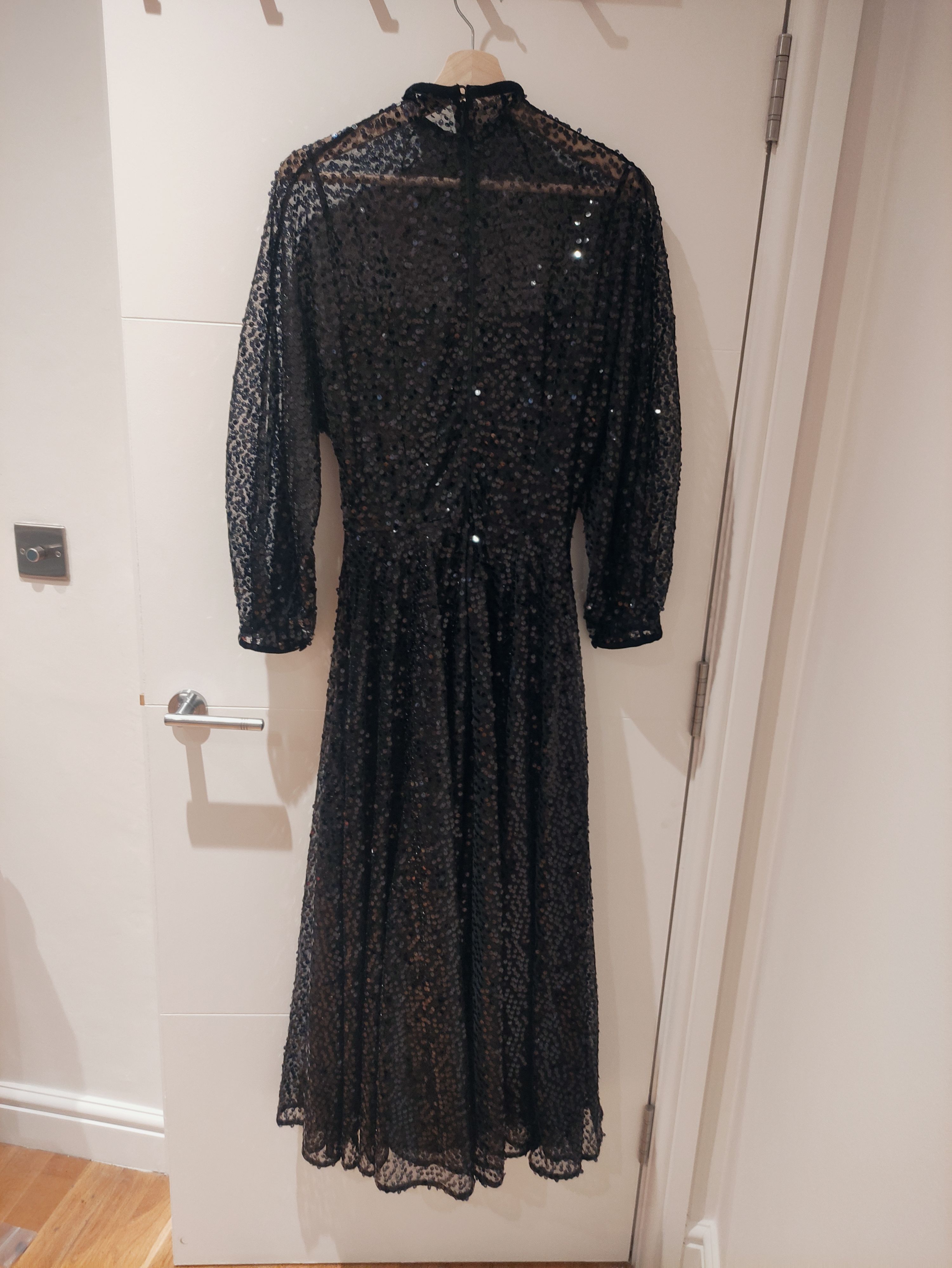 Emilia Wickstead Black Sequin Artemis Midi Dress Size S polyester