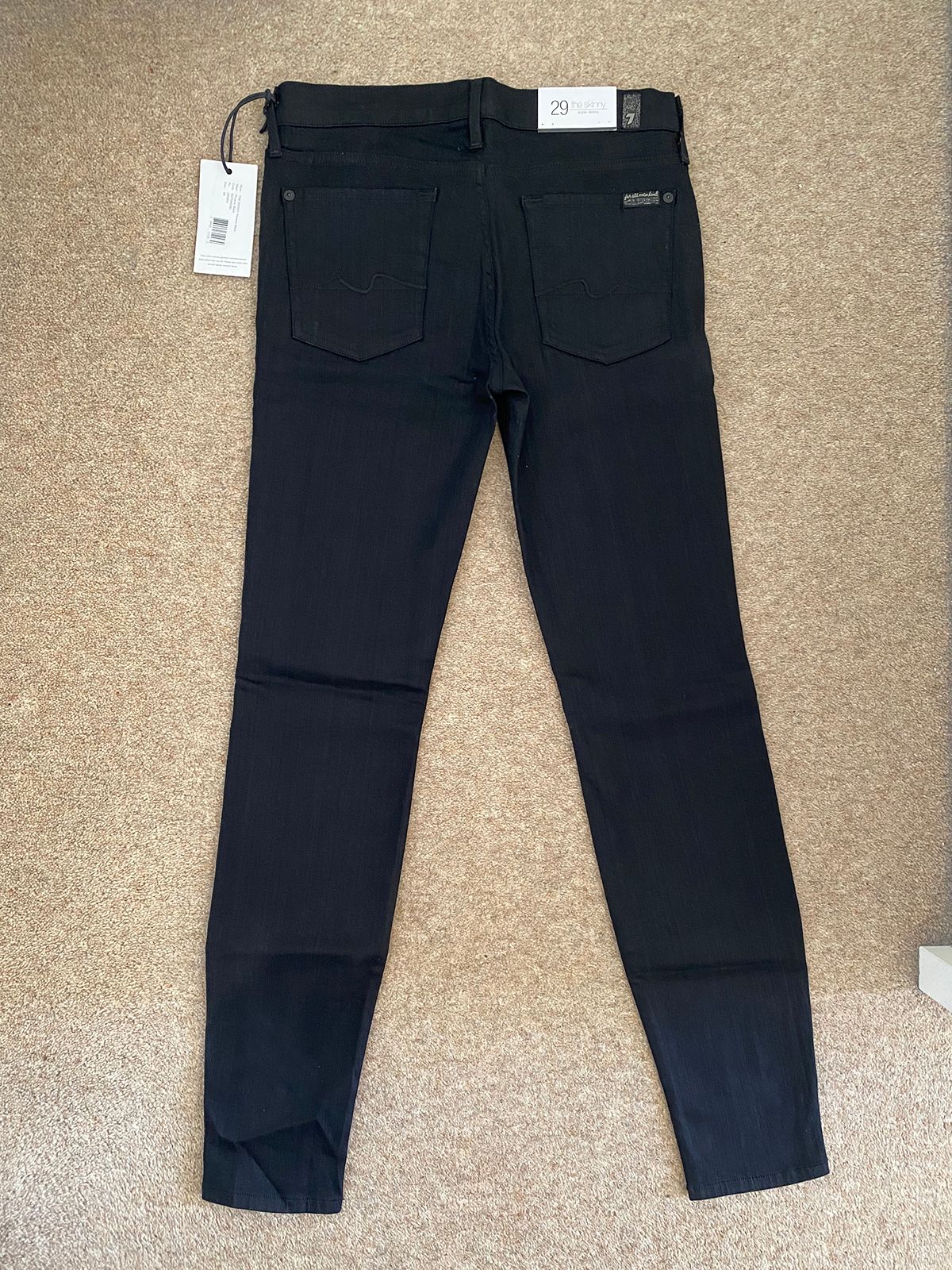 7 For All Mankind Black stretch-denim skinny jeans Size 29/74 cotton