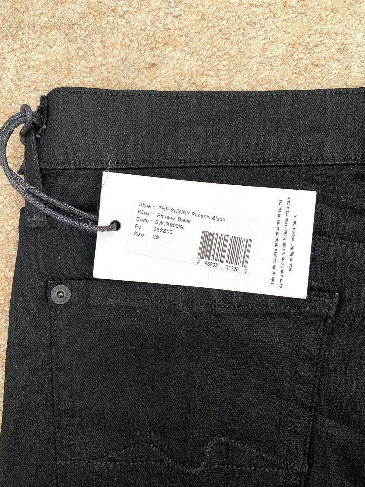 7 For All Mankind Black stretch-denim skinny jeans Size 29/74 cotton