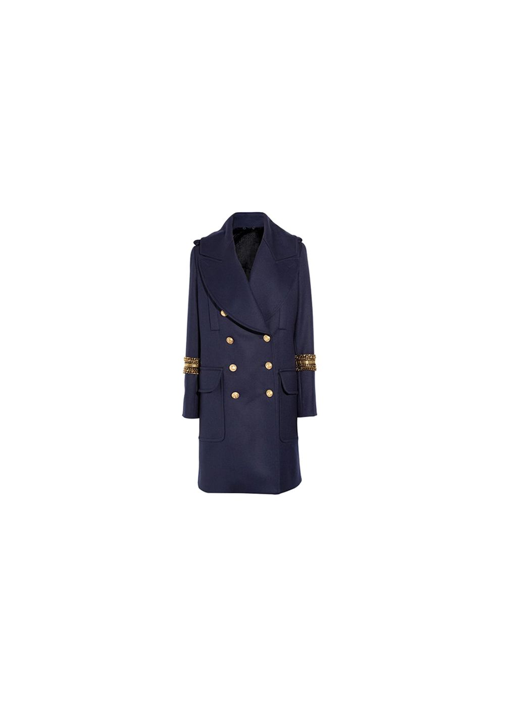 Preowned Alexander McQueen Navy Rabbit-lined wool coat Size L Blue