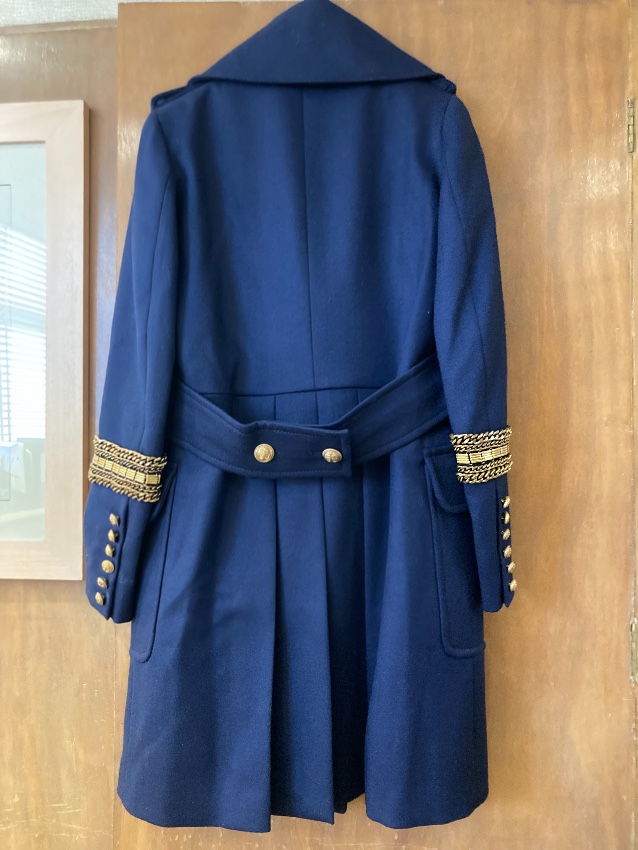 Preowned Alexander McQueen Navy Rabbit-lined wool coat Size L Blue