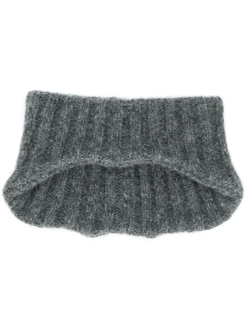 Preowned Plan C Charcoal Marl Alpaca-Blend Ribbed Headband Grey wool