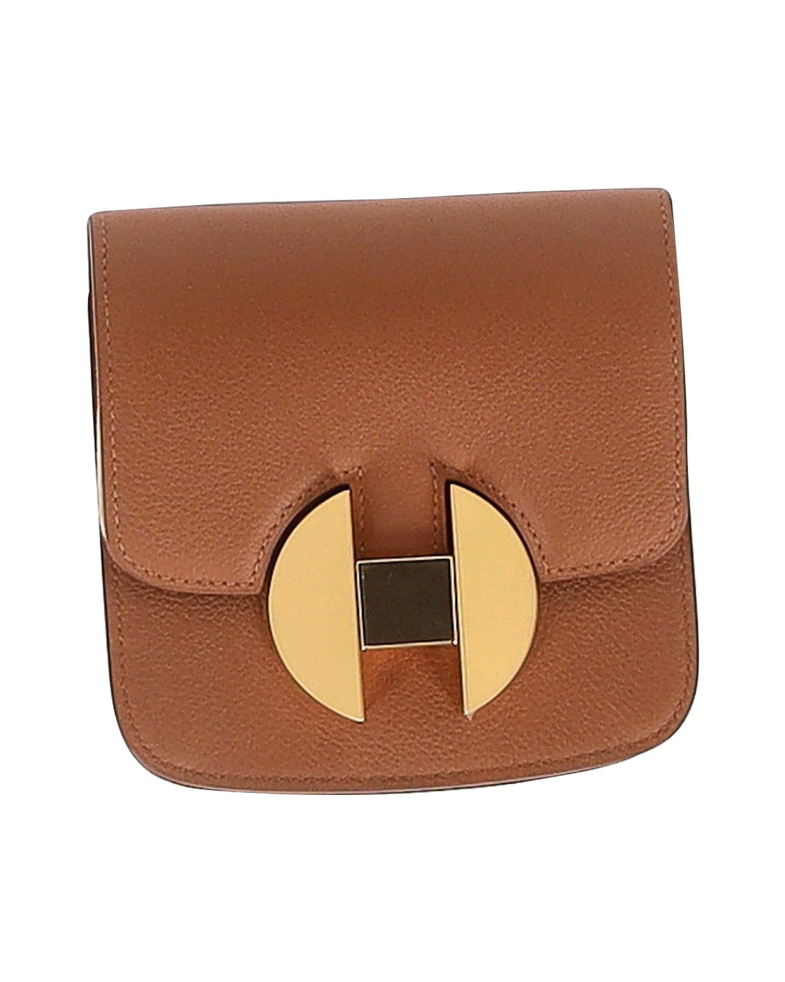 Preowned Hermes 2002 Gold Swift Leather Compact Wallet brown | tan leather/calfskin leather