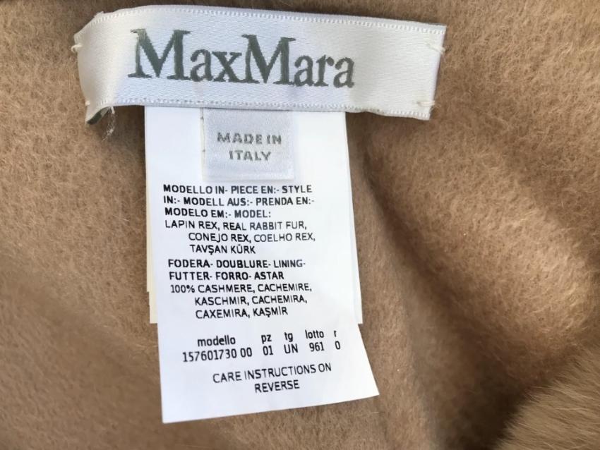 Preowned Max Mara Brown Moira Rabbit Fur Scarf Beige/Nude cashmere