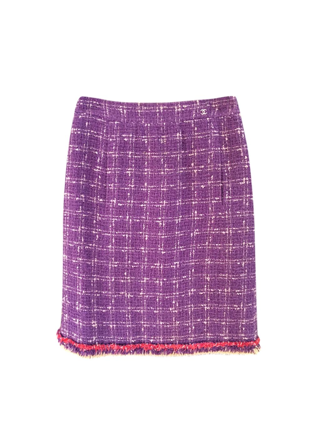 Preowned Chanel Purple Tweed Midi Skirt Size S mixed