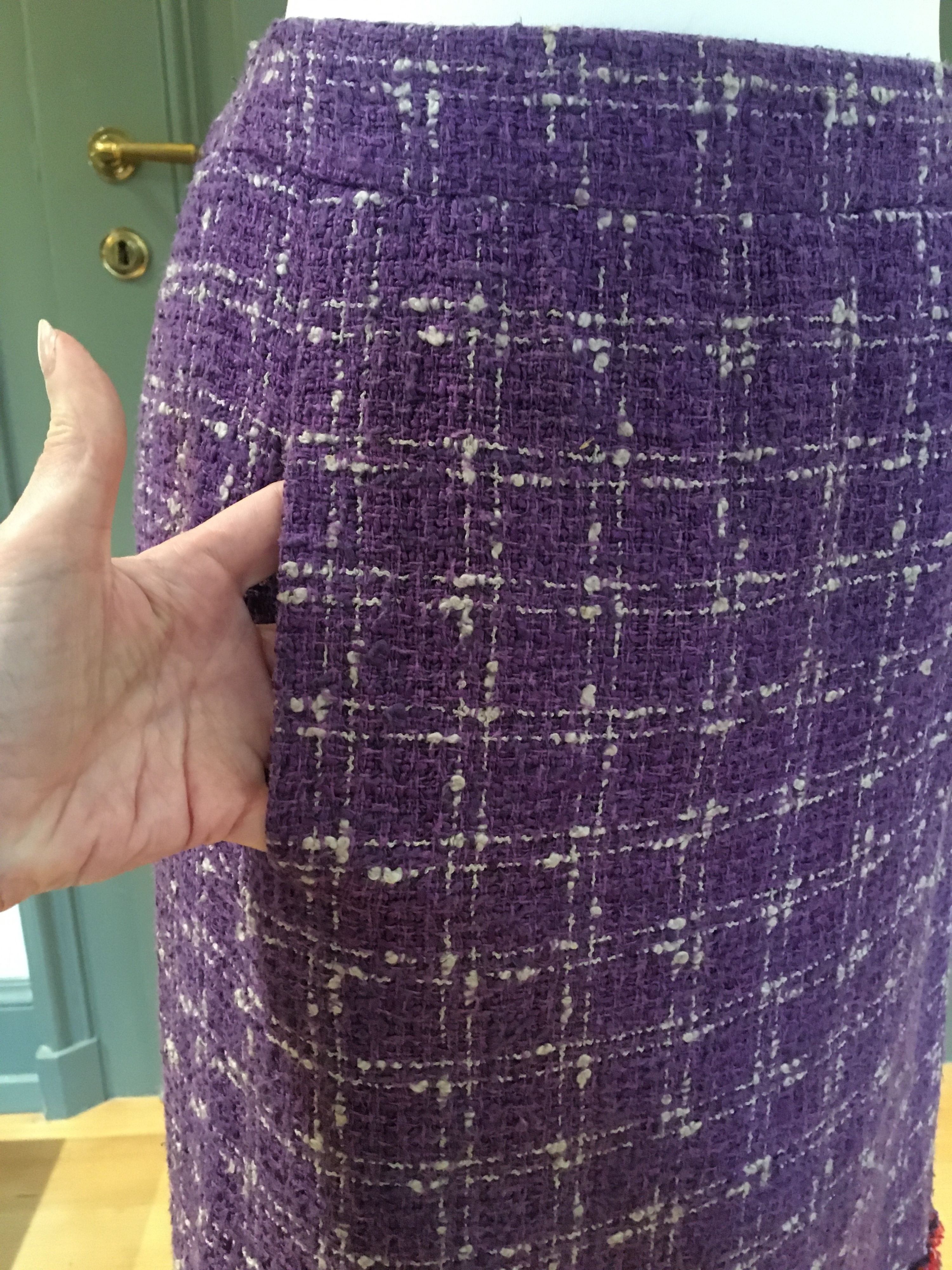 Preowned Chanel Purple Tweed Midi Skirt Size S mixed