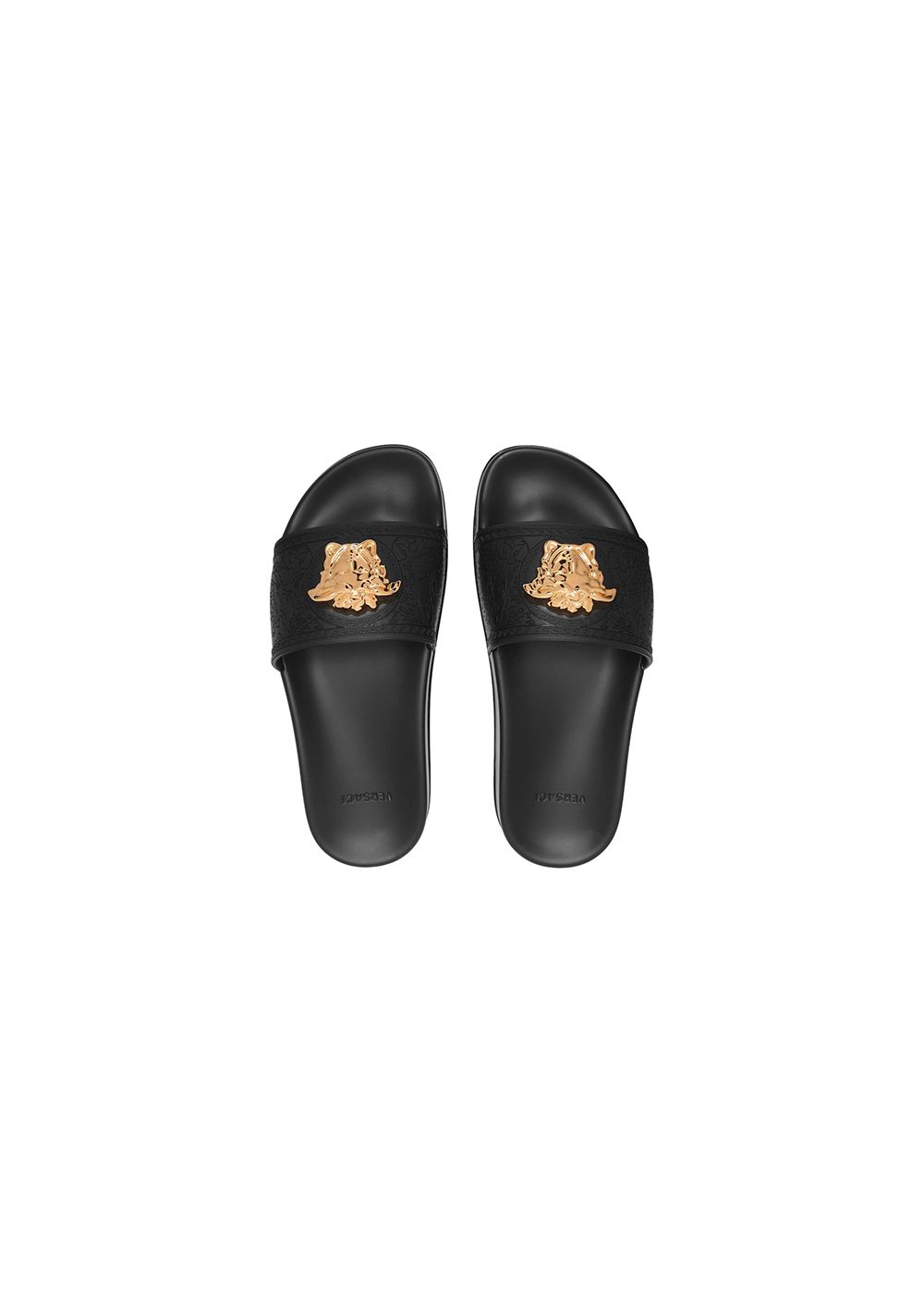 Preowned Versace Medusa Pool Slides Size 375 Black not indicated