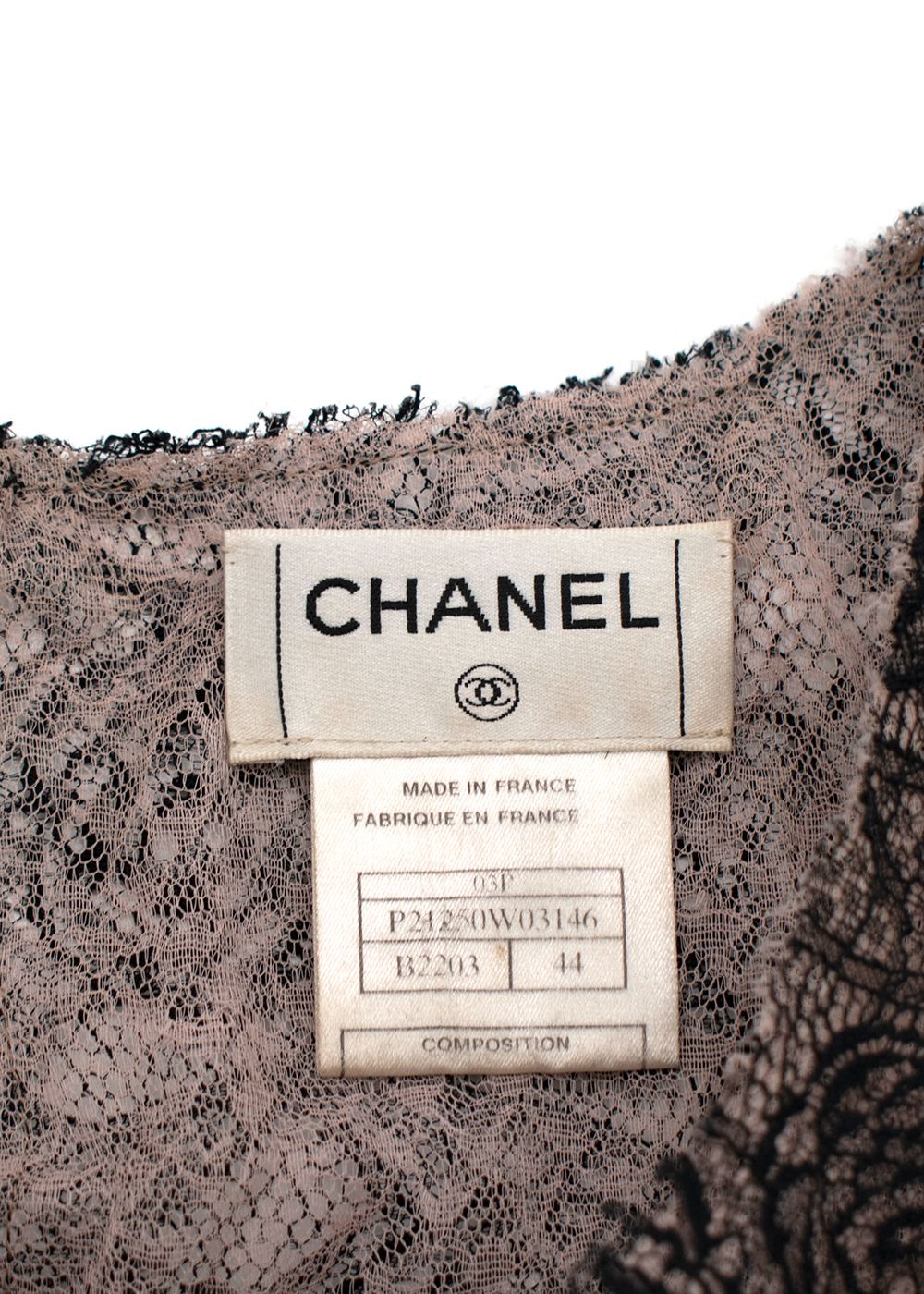 Preowned Chanel Black  Nude Lace Camellia Vest Size XL cotton