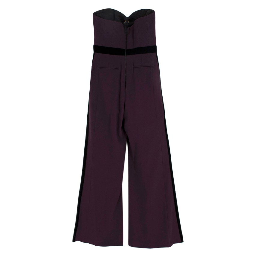 Preowned Elie Saab Purple lace-Up Strapless Jumpsuit Size M viscose