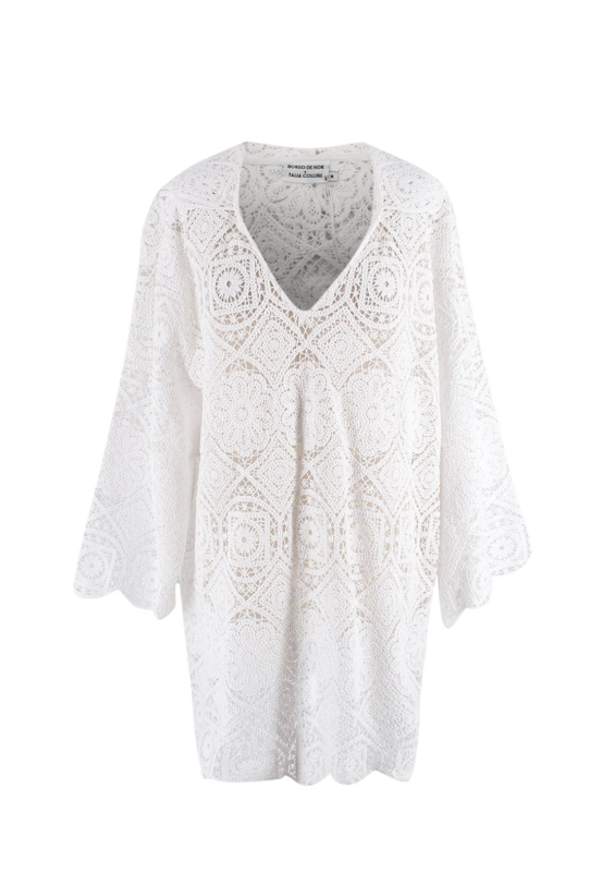 Borgo De Nor White Crochet Divona Brea Dress Size M cotton