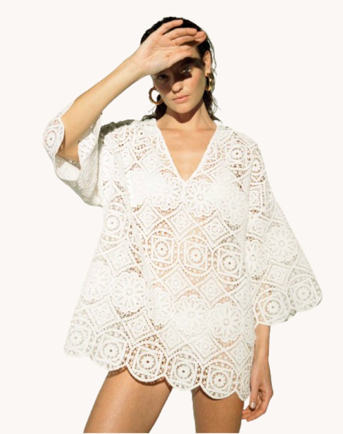 Borgo De Nor White Crochet Divona Brea Dress Size M cotton