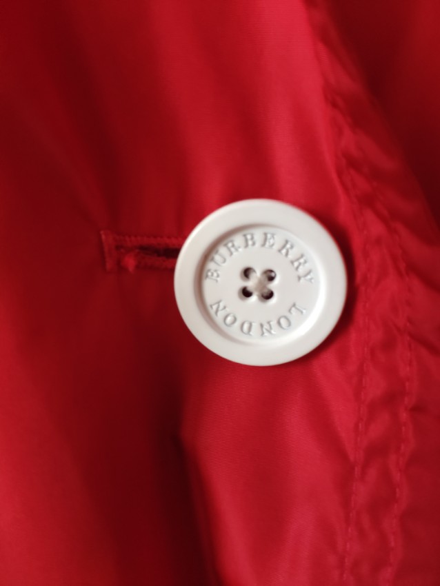 Preowned Burberry red double-breasted trench coat polyester