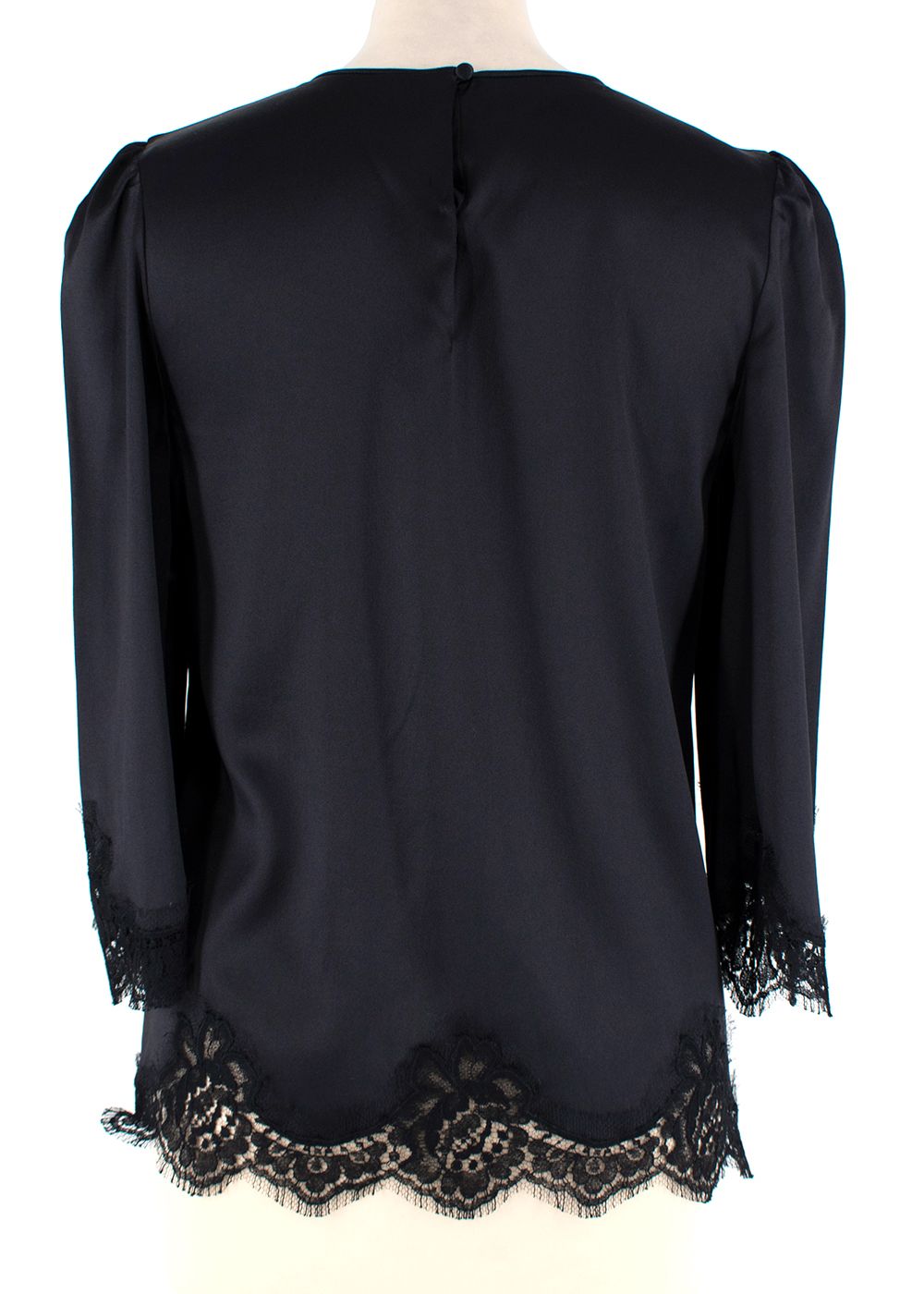 Dolce  Gabbana Black Silk Lace Trimmed Top Size XXS cotton