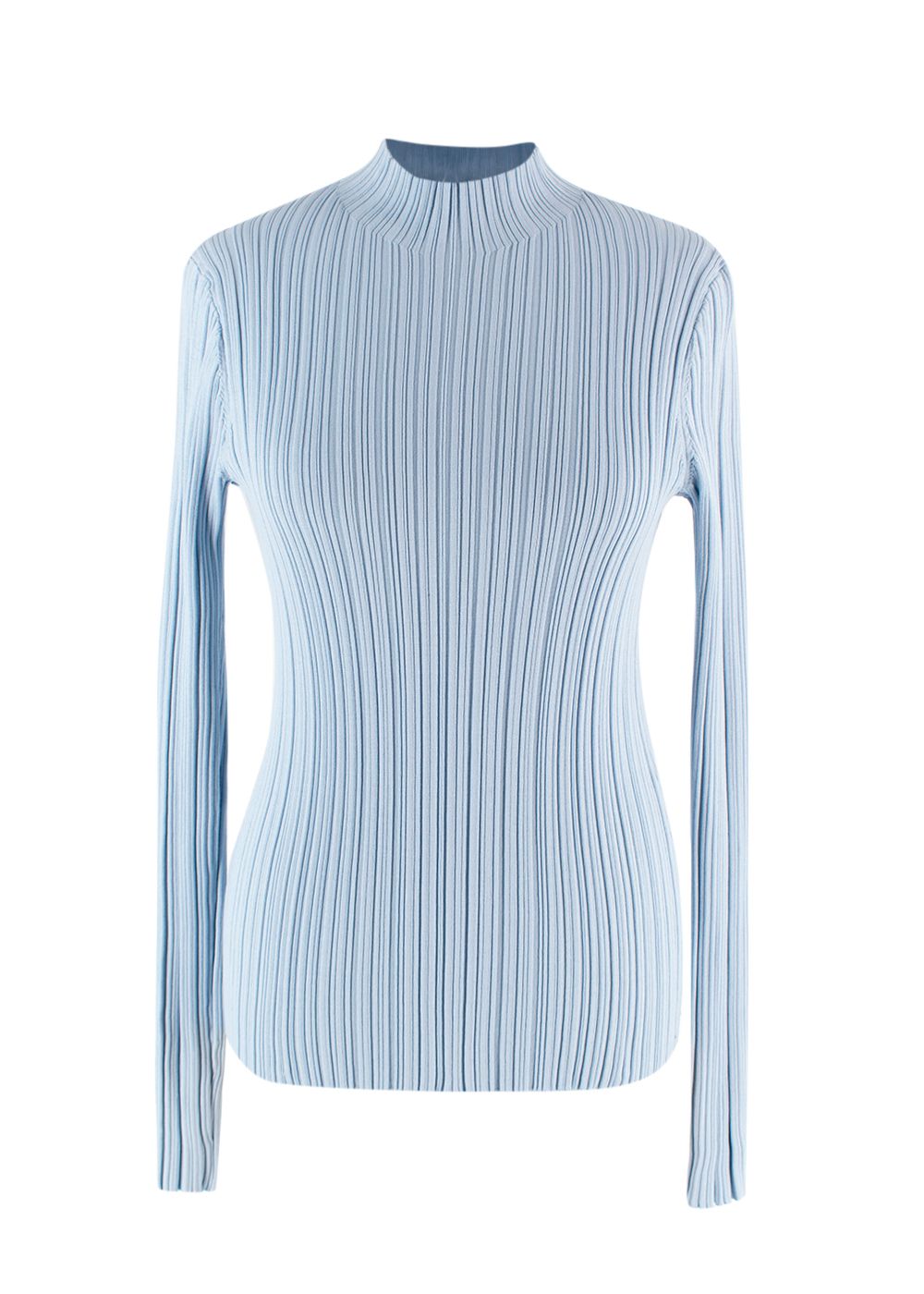 Acne Studios Baby Blue Pleated High Neck Top Size M cotton/nylon/elastane