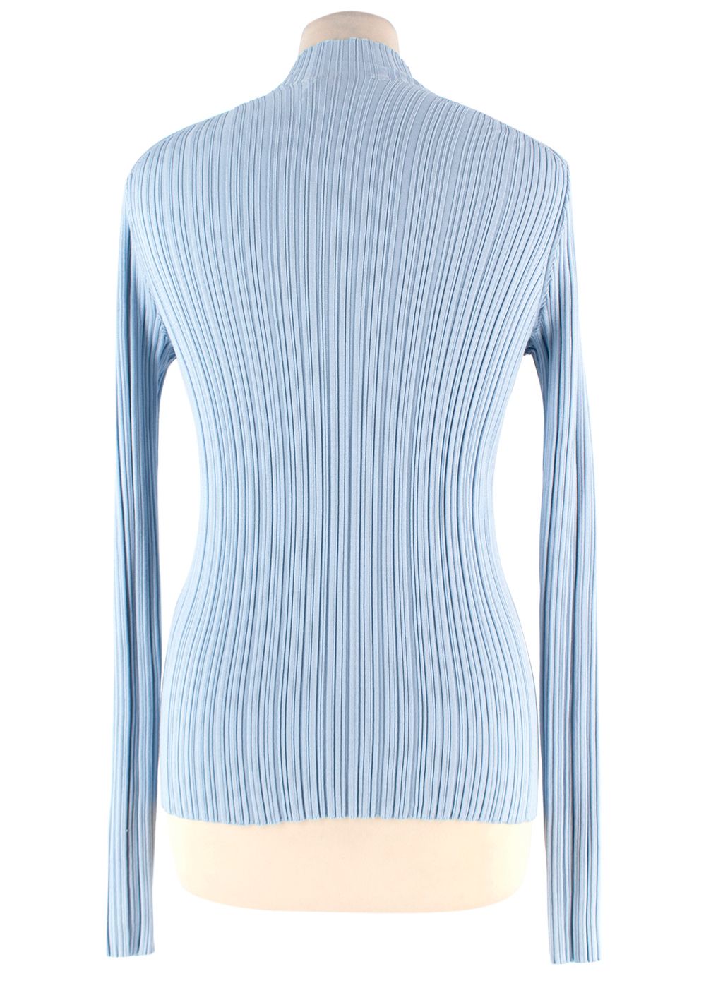 Acne Studios Baby Blue Pleated High Neck Top Size M cotton/nylon/elastane