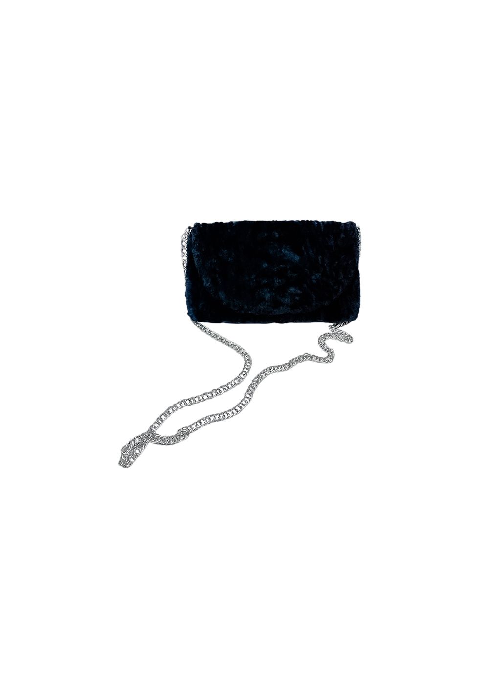 FurbySD Blue Shearling Shoulder Bag Navy fur