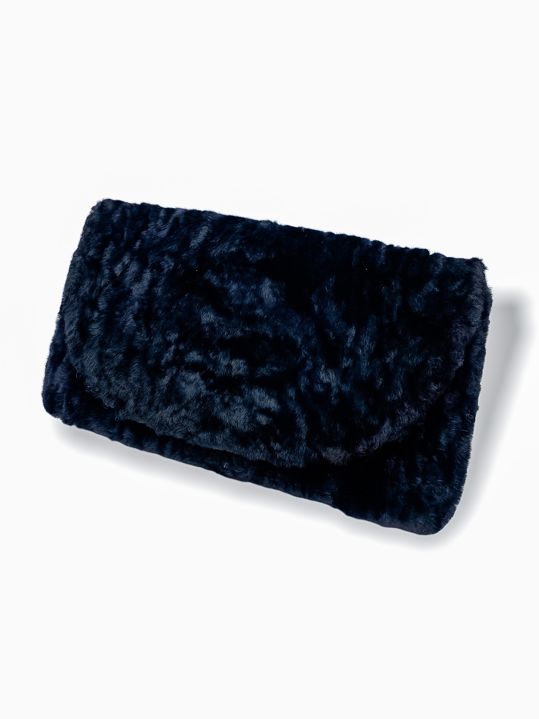 FurbySD Blue Shearling Shoulder Bag Navy fur