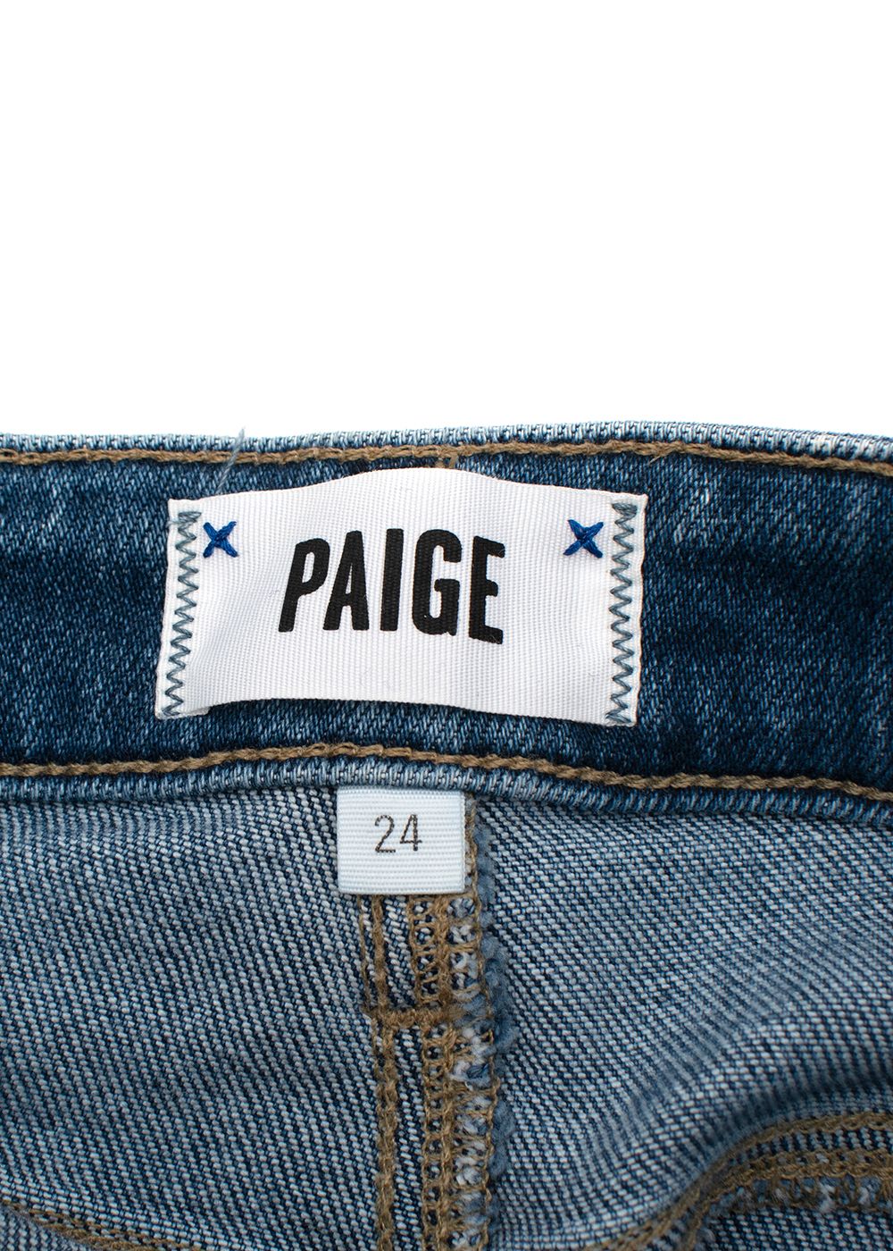 Preowned Paige Light-Wash Denim Sarah Cropped Jeans Size 24/61 Blue cotton