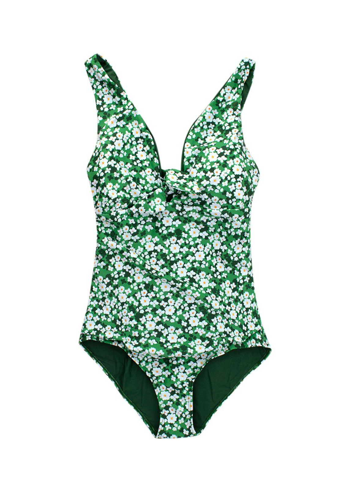 Borgo De Nor Green Floral Pallas Bow Tie Swimsuit Size M green white polyester