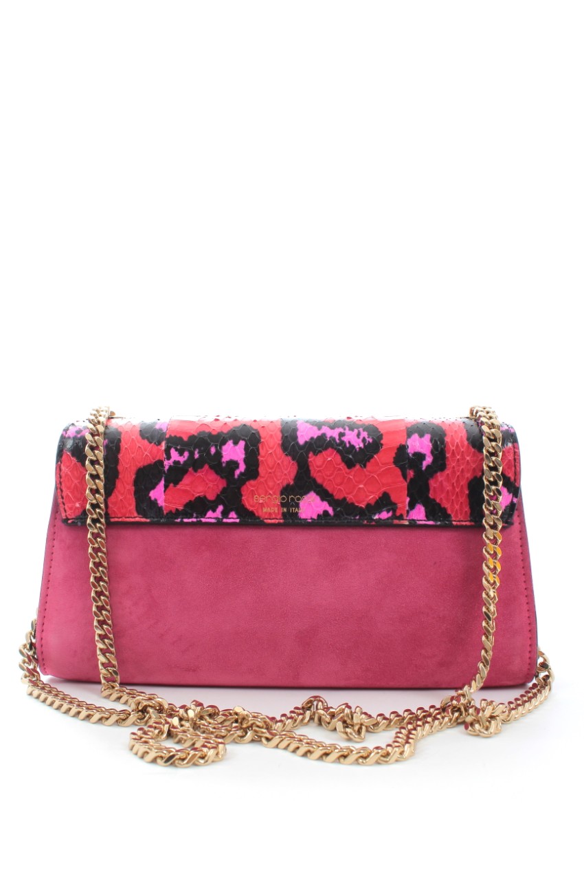 Sergio Rossi Suede  Python Pink Shoulder Bag leather