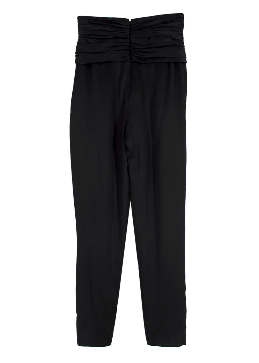 Chanel Black Pleated Waist Silk Trousers Size XS