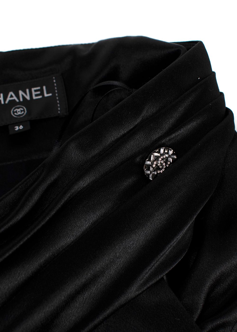 Chanel Black Pleated Waist Silk Trousers Size XS