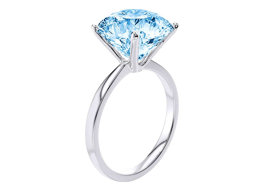 Verde 45ct IGI Certified Lab-grown Round Solitaire Cut Blue Diamond Ring