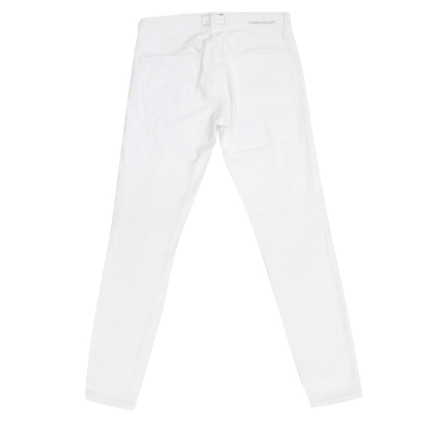 Preowned Current/Elliot White Distressed Jeans Size XXS cotton