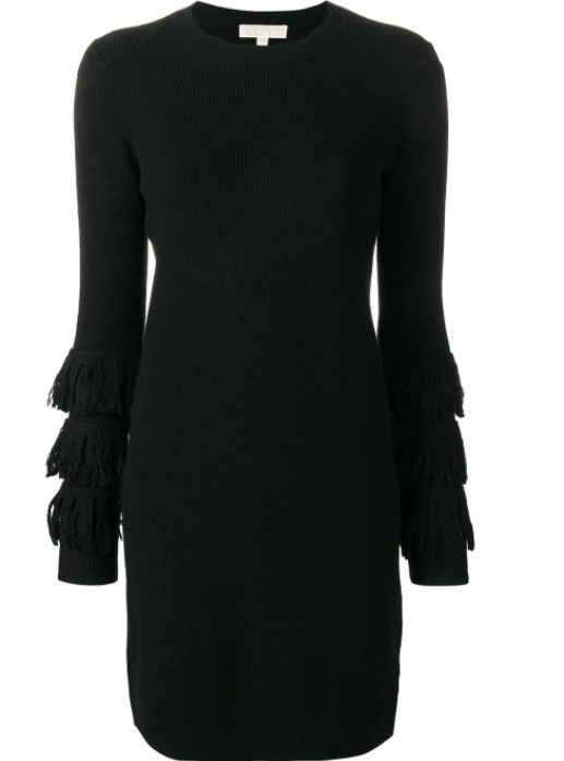 Michael Michael Kors fringed sleeve sweater dress Size XXS Black mixed