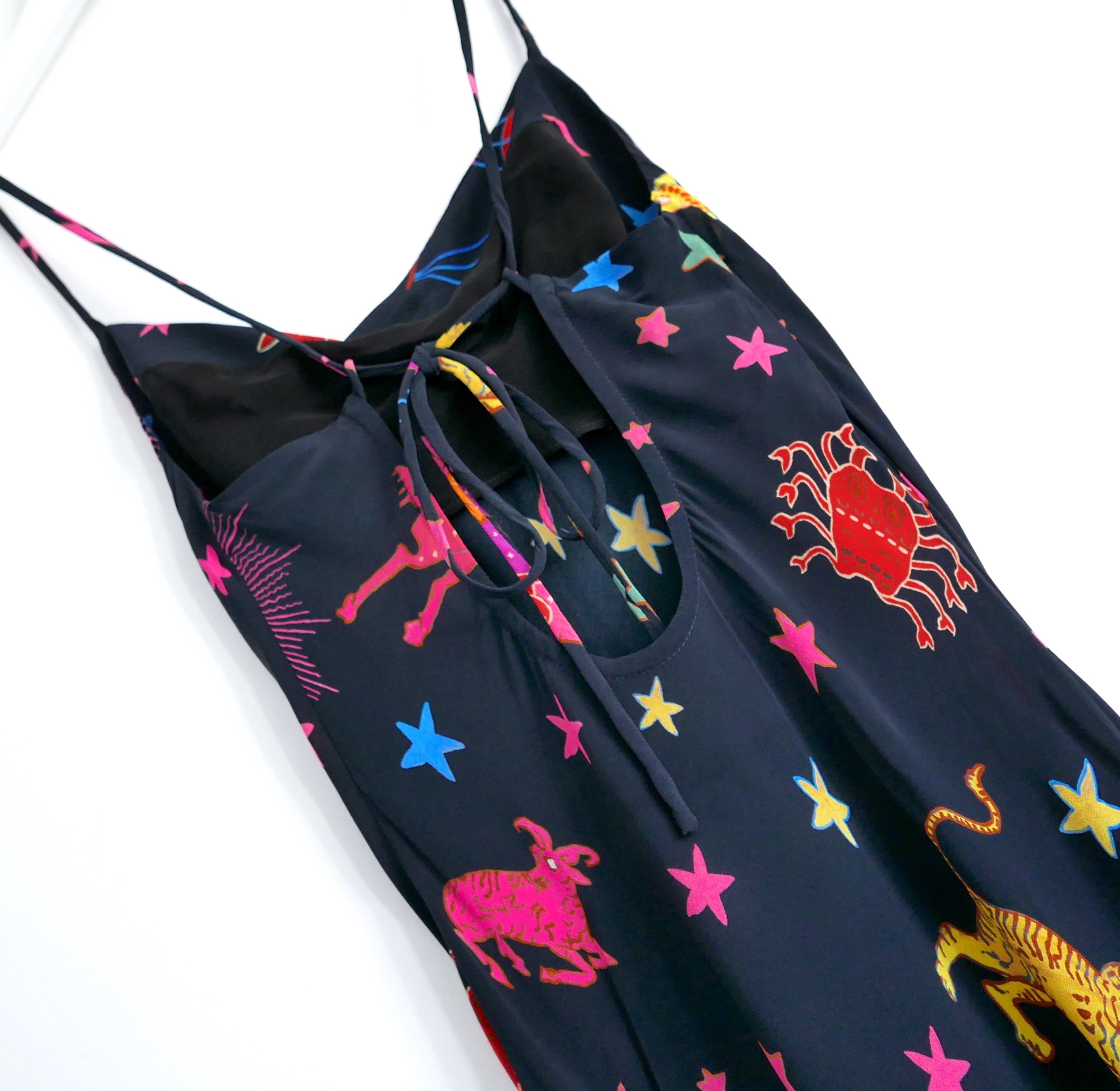 Rhode Black Jemima Zodiac Print Midi Dress Size XS Multi viscose