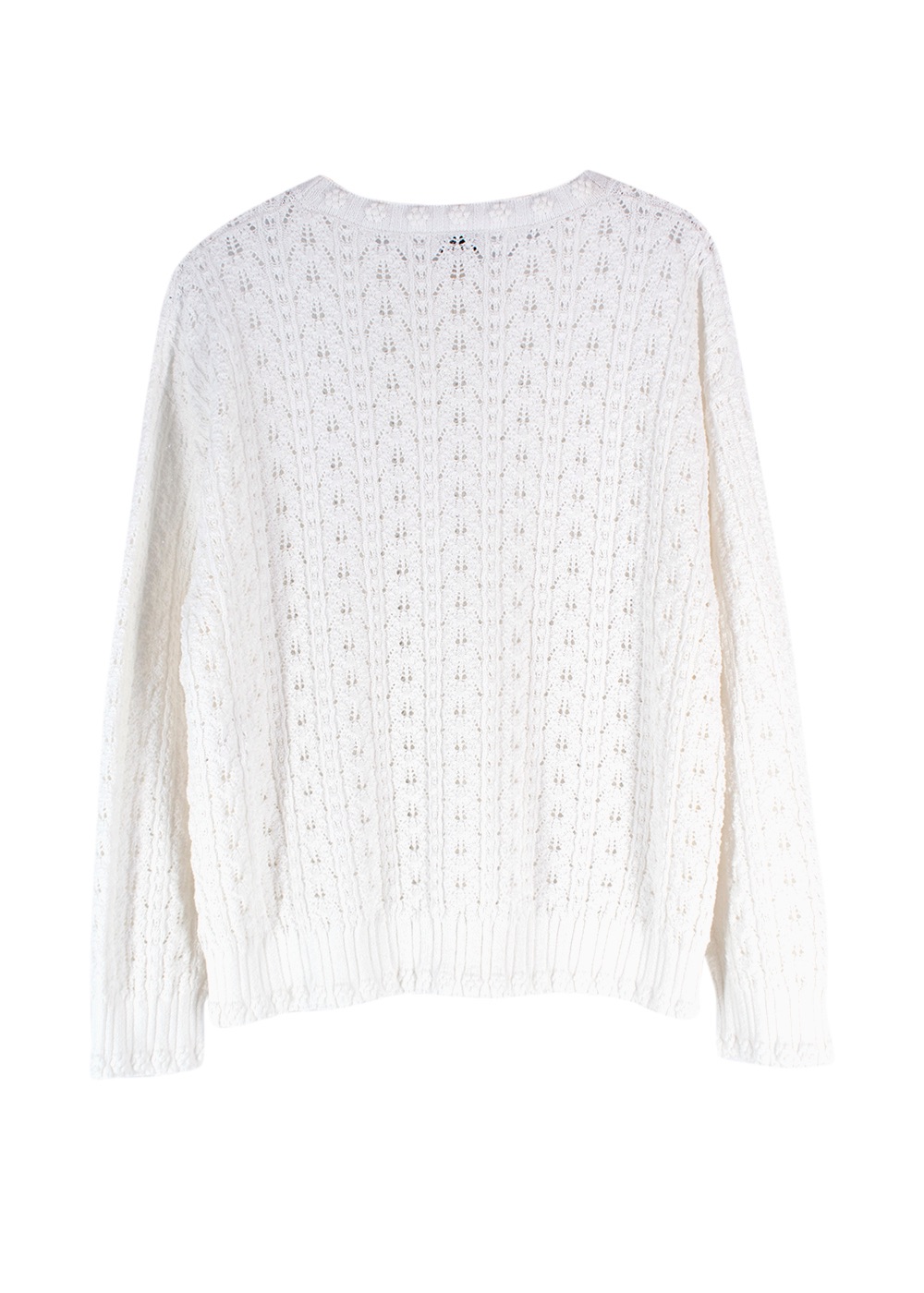 Chanel White Pointelle Chunky Knit Jumper Size S cotton/polyamide