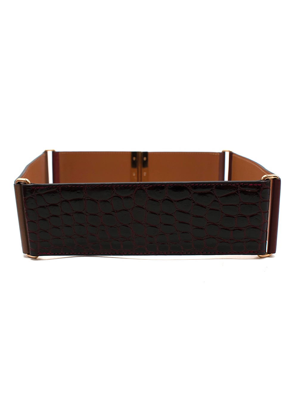 Hermes Brown Tonal Porosus Crocodile  Leather Rare Panelled Belt - Size 80 Burgundy/Tan Grey