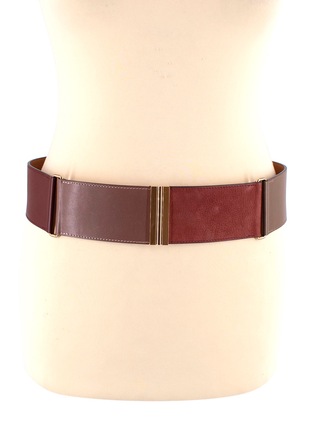 Hermes Brown Tonal Porosus Crocodile  Leather Rare Panelled Belt - Size 80 Burgundy/Tan Grey