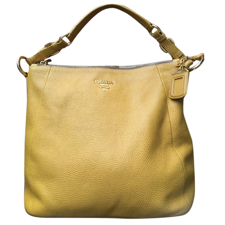 Preowned Prada Yellow Shoulder Bag Size L leather