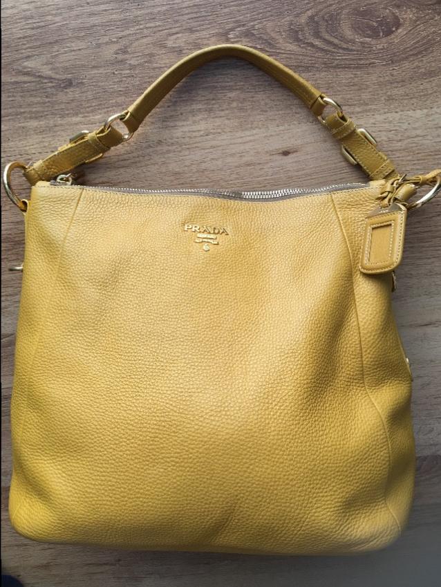 Preowned Prada Yellow Shoulder Bag Size L leather