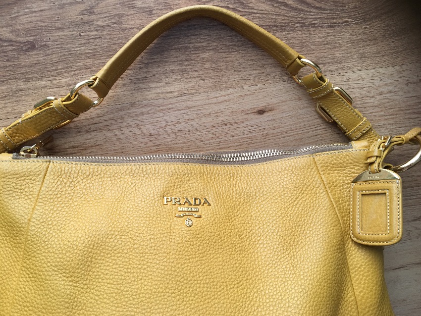 Preowned Prada Yellow Shoulder Bag Size L leather