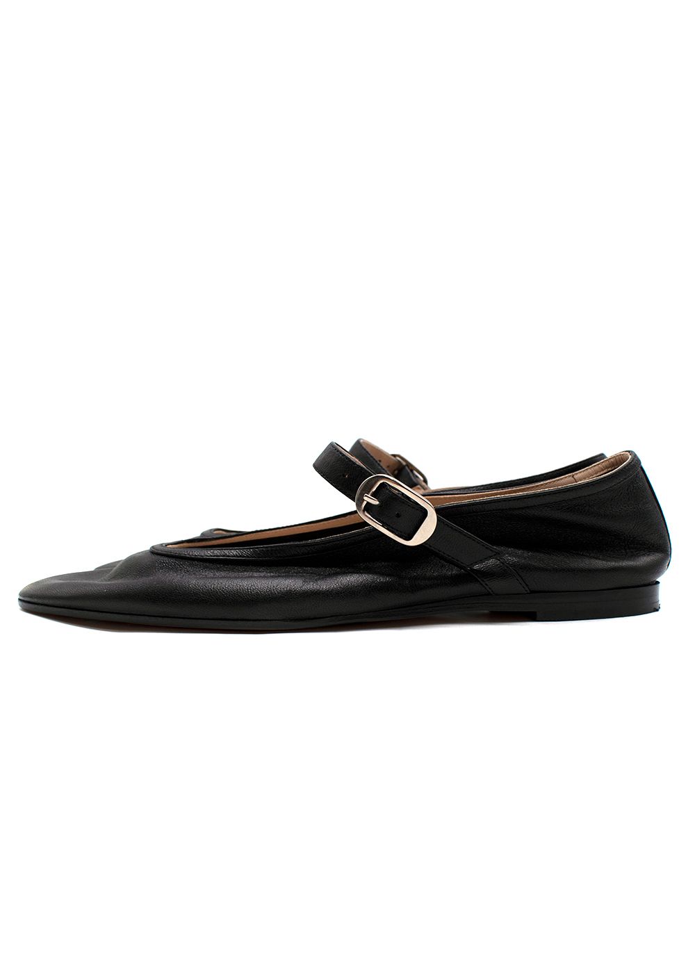 Le Monde Beryl Black Leather Mary Jane Ballet Flats Size 41