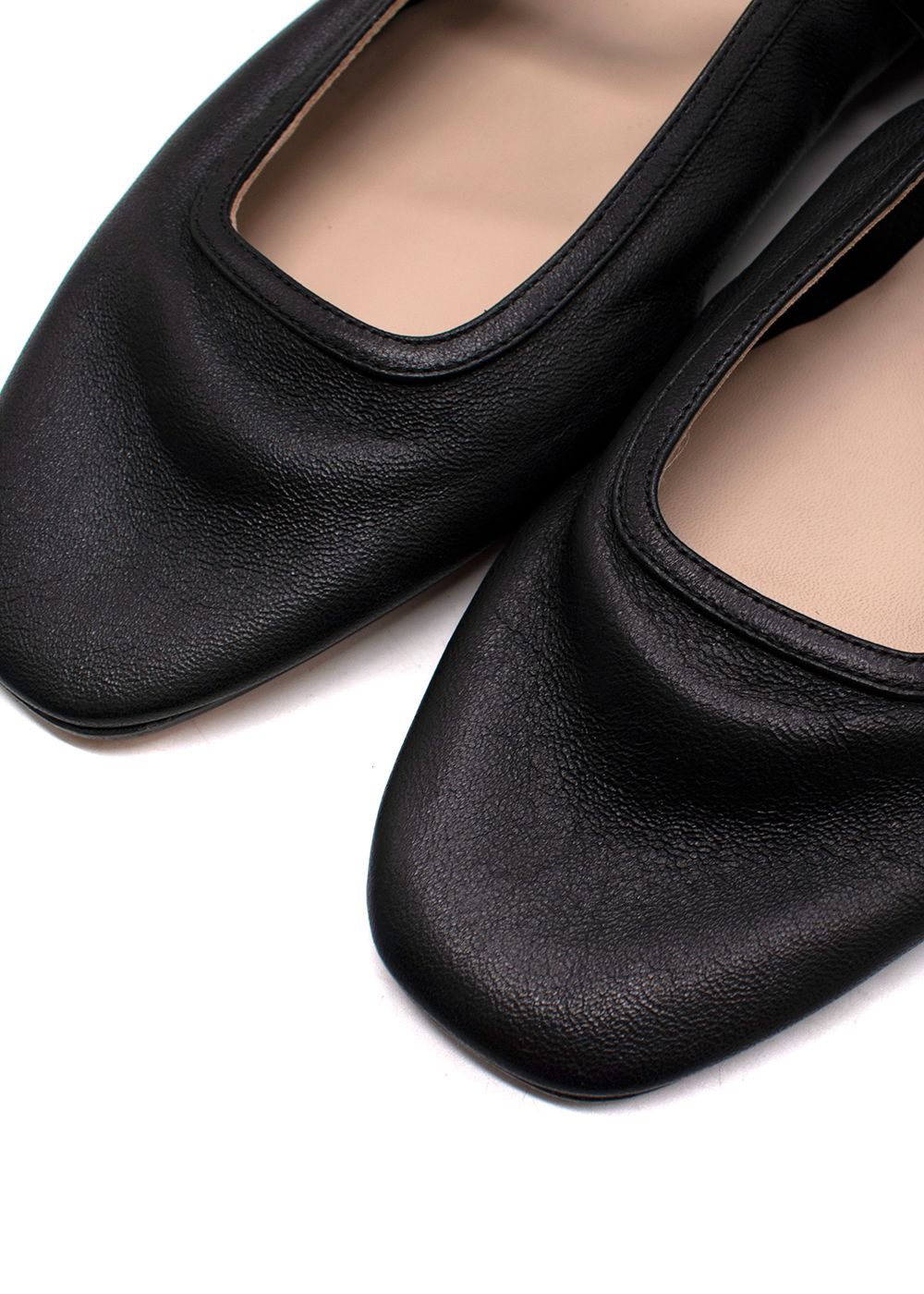 Le Monde Beryl Black Leather Mary Jane Ballet Flats Size 41